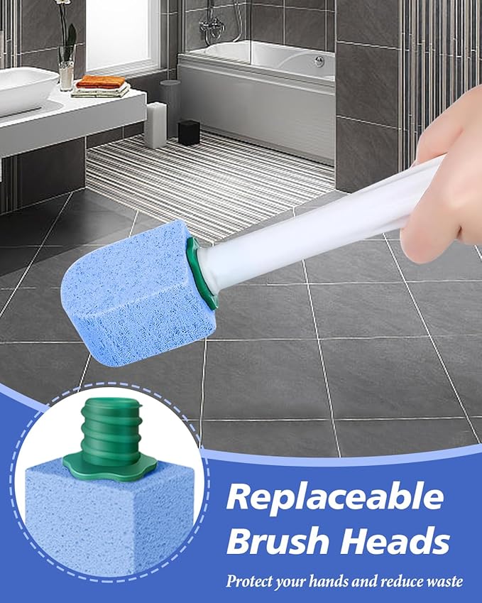 Dukars 10 Packs Pumice Stone Toilet Bowl Cleaner with Long Handle, Heavy Duty Toilet Hard Water Stain Remover,Best Toilet Bowl Cleaner (10, Blue)
