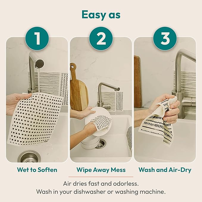 FEBU Swedish Dishcloths for Kitchen | 5 Pack Fruit Pattern Reusable Paper Towels Washable | Swedish Dish Towels | Non-Scratch Cellulose Sponge Cloths | No Odor, Biodegradable Cleaning Cloths
