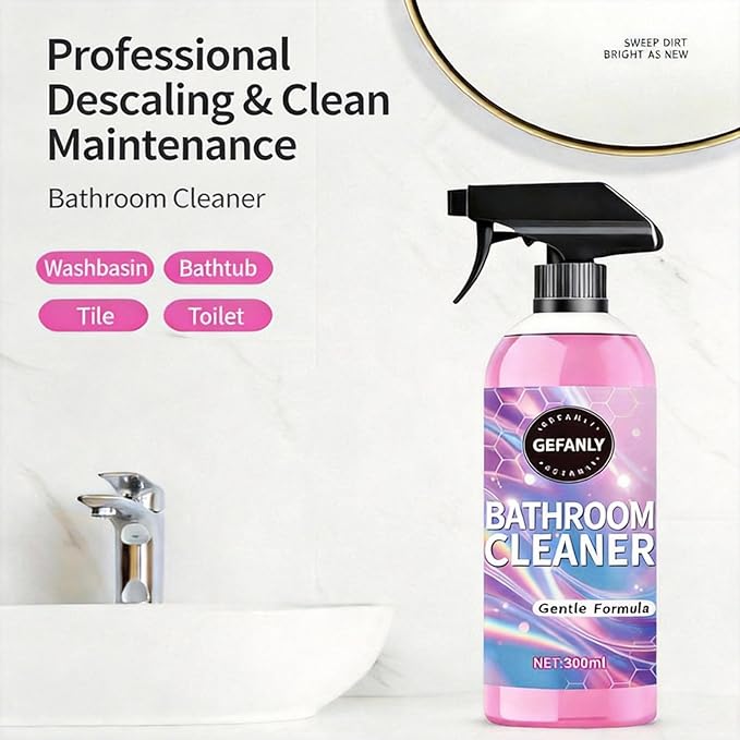 Gefanly Bathroom Cleaner,Non Toxic,Effectively Removes Soap Stains,Scale,Multi-Purpose Bathroom Descaler Foam Cleaner for Showers,Bathtubs,Sinks,Glass Surfaces without Damage