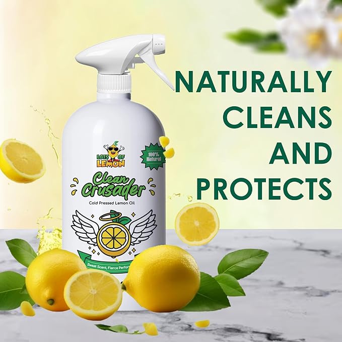 Clean Crusader Cold Pressed Lemon Oil All Purpose Cleaning Spray for Kitchen, Countertops, Floors and Bathroom - 24 oz - 1 Pack