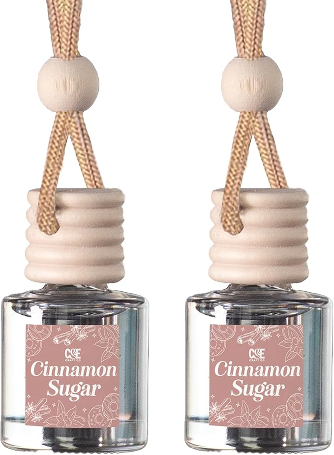 CE Craft Cinnamon Sugar Car Air Hanging Fragrance Oil Diffuser – Freshener for Essential Oils, Scents Aromatherapy Automobile Diffuser, Long Lasting Bottle