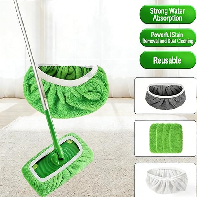 Chenille Mop Refill Pads, Chenille Mop Pads, Household Replacement Mops Pad, Reusable Mops Pad Compatible, for Hardwood Tile Laminate Floors Cleaning & Pet Hair (Pink,6)