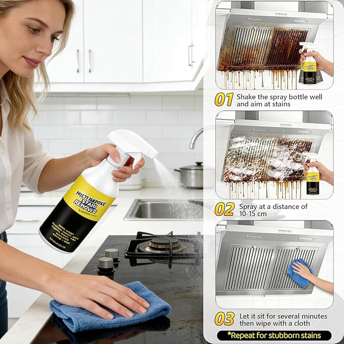 Multi-Purpose Stain Remover, All Purpose & Stain Remover,Multi-purpose Oils Stain Cleaner,Kitchen Multi-purpose Foam Cleaner Spray,Quick-Acting Formula for Kitchens, Floors and Toilets (2 PCS)