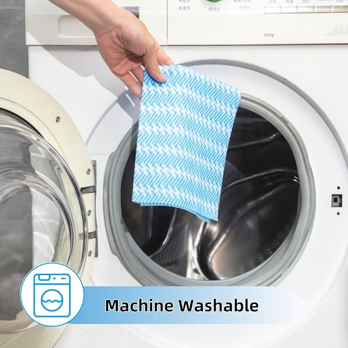 SUZZYVINE Reusable Dish Cloths Disposable Rags For Kitchen Reusable Kitchen Paper Towels All Purpose Cleaning Cloths Handi Wipes On Roll,2 Rolls of 200 Sheets（Blue）