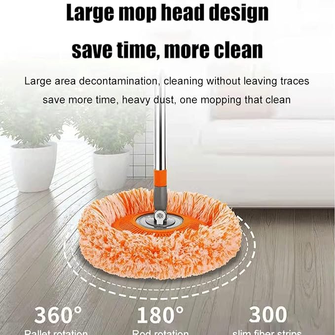 Generic 2024 New Intellect Mop, 360° Rotatable Adjustable Cleaning Mop, Extendable Wall Cleaning Mop,Long Handle Microfiber Spin Mop, Easy Cleaning Round Spin Mop for Wall, Ceiling, Window (44inch)