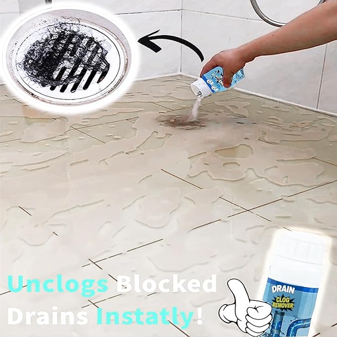 Powerful Fast-Acting Drain Cleaner Powder – Sink and Drain Clog Remover for Kitchen & Toilet Pipes – Deep Cleaning Formula, Fast Foaming, Heavy-Duty Clog Remover