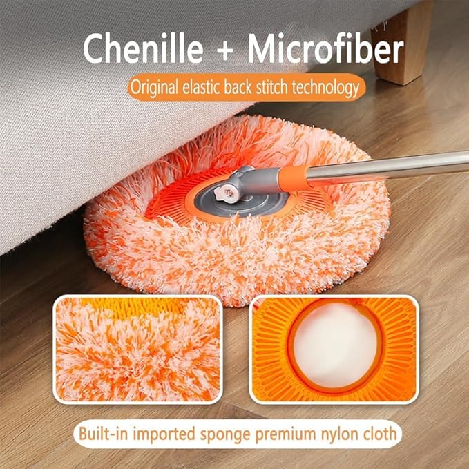 360° Rotatable Adjustable Cleaning Mop, Extendable Wall Washer Mops with Long Handle, Household Rotating Microfiber Spin, Window Bathroom Floor Ceiling, Household Supplies (39.37in 1 Mop Heads)