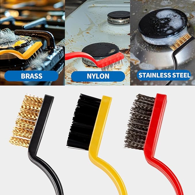 8Pcs Hard Bristle Crevice Cleaning Brush Set,Heavy Duty Grout Brush Kit, Deep Clean Brush for Stove, Window Track, Tile Gap Cleaning, Car Interior Gap Cleaning Tools