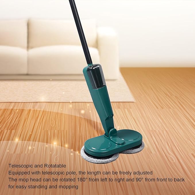 Electric Spin Mop, Cordless Mop with Retractable Rod, Lightweight and Quiet, Ideal for Hardwood, Tile, Laminate Floors, 2000mAh Battery (2#)