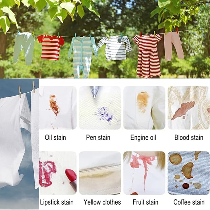 Stain Remover, Active Enzyme Laundry Stain Remover, Laundry Stain Remover Spray, White Shirt Garment Stubborn Stain Cleaner Oil Remover, For Clothes Laundry (2COLORS)