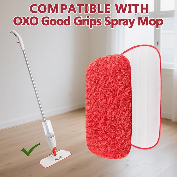 2 Pack Microfiber Reusable Mop Replacement Mop Refill Mop Pads Suitable for OXO Good Grips Spray Mop, Wet/Dry Mop Replacement Pads for Hard Floor Cleaning (Mop Not Included)