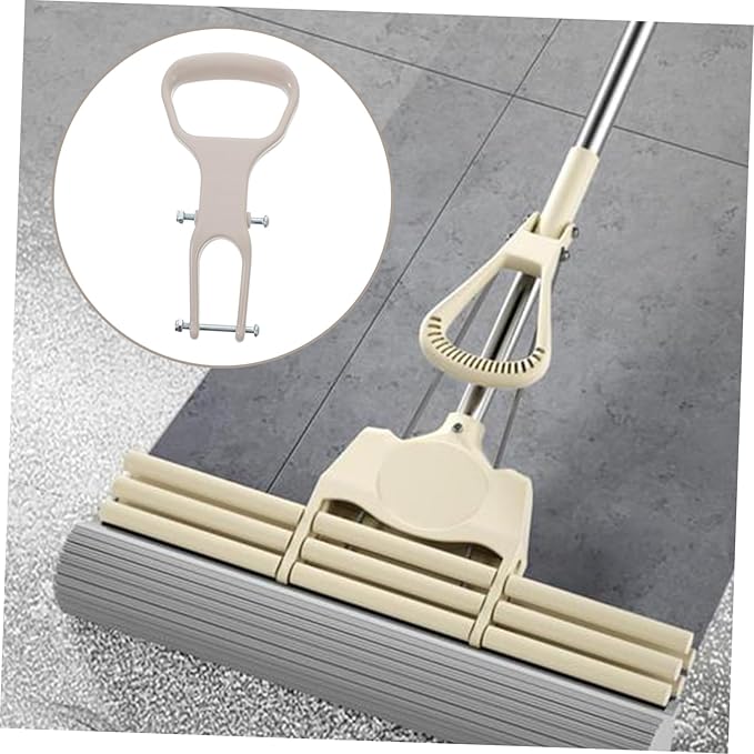 1 Set Replacement Mop Handle with Squeezer Plastic Mop Replacement Kit for Indoor Cleaning Accurate Fit Construction Effortless Water Squeezing Design