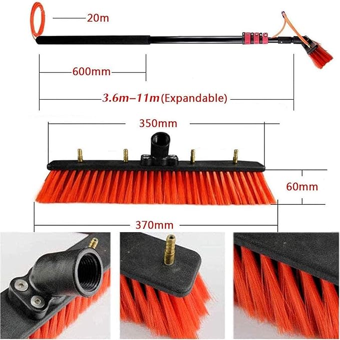 Solar Panel Cleaning Brush,Glass Cleaning Brush,Cleaner Water Fed Pole Kit for Cleaning Outer Window Glass,Tile Walls,Glass Curtain Wall,Solar Panel,36Ft#11M,36FT#11m
