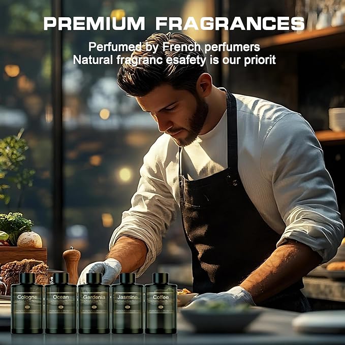 Car Air Freshener Refill for Men & Women 6.09 FL OZ /180ML-9 Month Gardenia Scent Essential Oil Perfume, Essential Oil Made of Natural Plant Extracts, Compatible with Car Diffusers for Home/Office