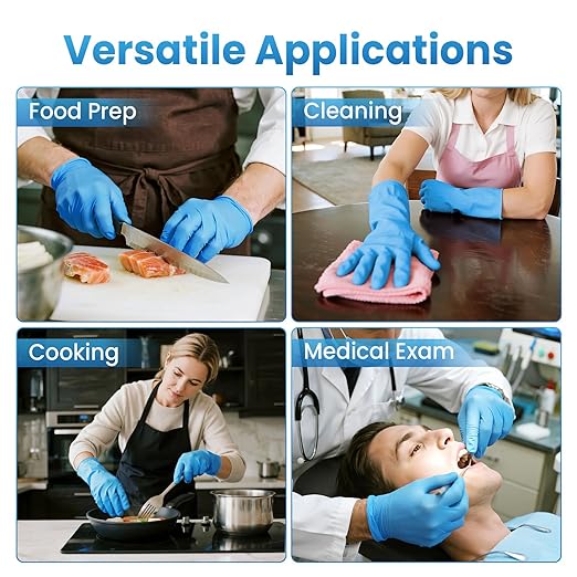 Borje Nitrile Exam Gloves XL, 100 Count Disposable Gloves, Blue, Latex-Free Powder-Free, Food Safe, Cooking, Cleaning