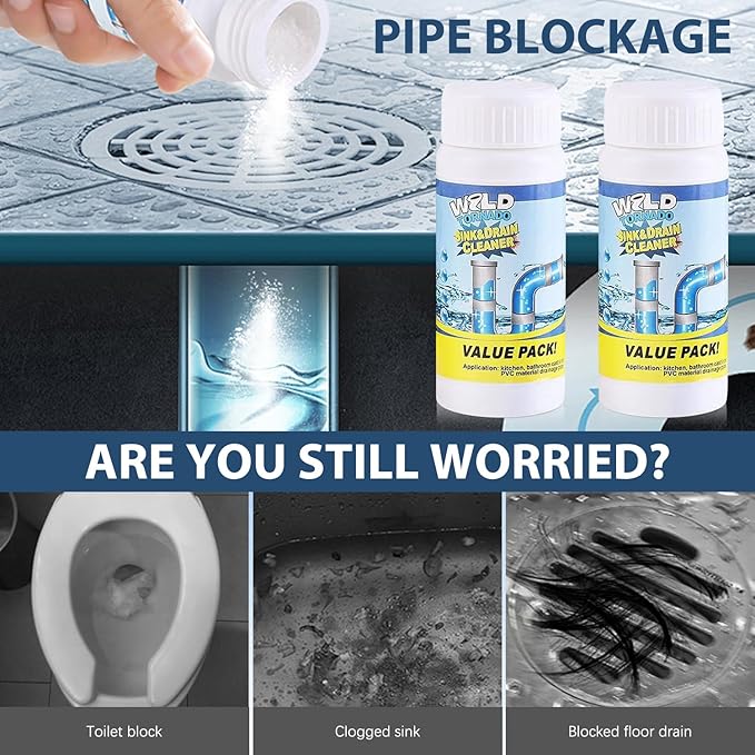 4PCS Wild Tornado Pipe Dredge, Wild Tornado Sink and Drain Cleaner, Drain Cleaner Powder for Kitchen Toilet Pipeline Quick Cleaning Tool (4, B)