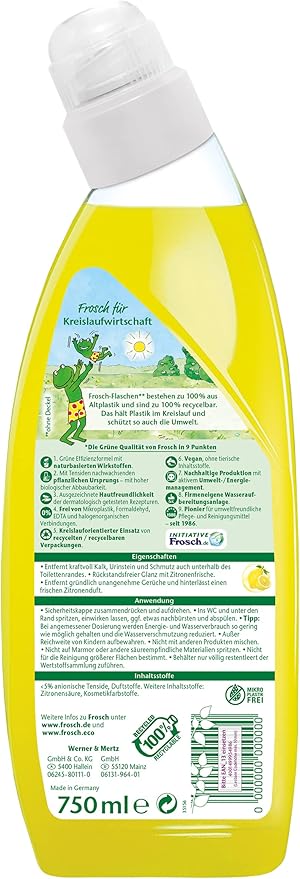 Frosch Lemon Toilet Cleaner, Yellow Lemon (Cleaner), Fresh, 750 g