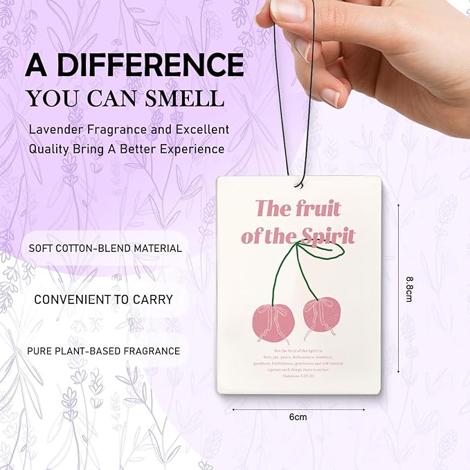 Car Decorations,Pink Bow Christian Air Freshener for Car,Preppy Cherry Bible Verse Air Freshener Hanging 3 Pcs for Bag,Cars,Closet,Drawer,Books,Bathroom
