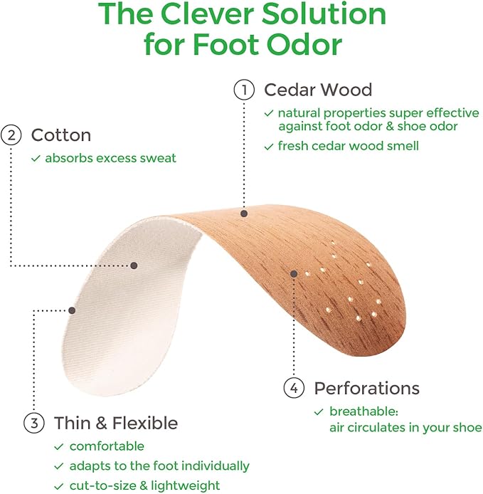 Zederna Cedar Wood Shoe Insoles 1 Pair, Cedar/RedUS M 3.5/ W 5/ EU 35