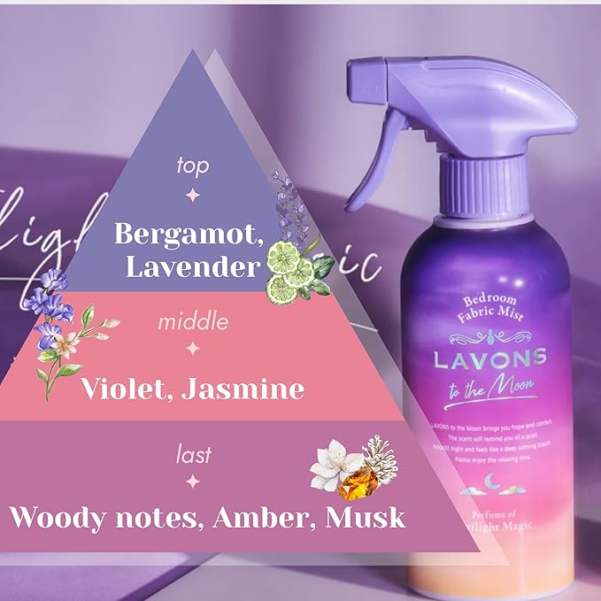 LAVONS Fabric Spray Freshener for Carpet Fresh, Pet Safe Linen Spray for Bedding, Fabric Refresher Spray for Home & Offices, Natural Carpet Freshener from Japan 10.14 Fl Oz to the Moon TWILIGHT MAGIC