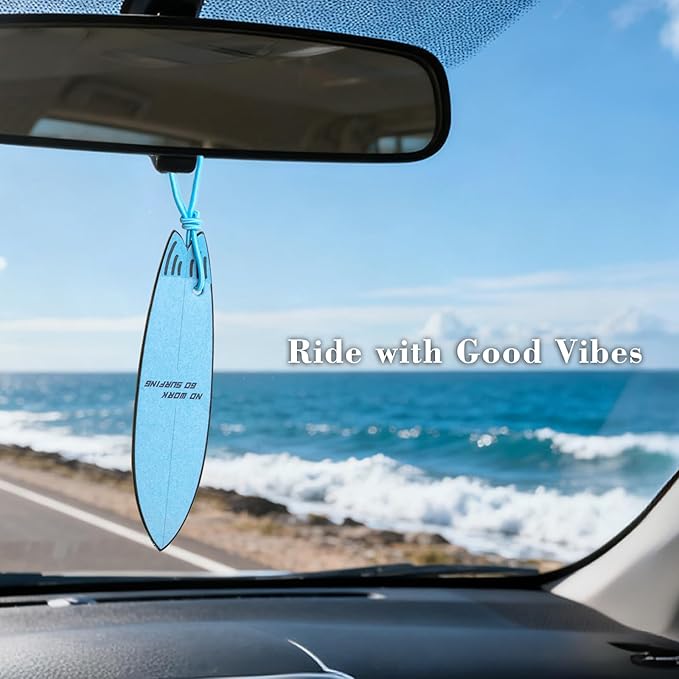 THEDOTS 15 Pack Hanging Car Air Freshener, Orange Blossom Leather Scent, Luxury Surfboard Perfume Diffuser, Unique Holiday Gift Idea for Men