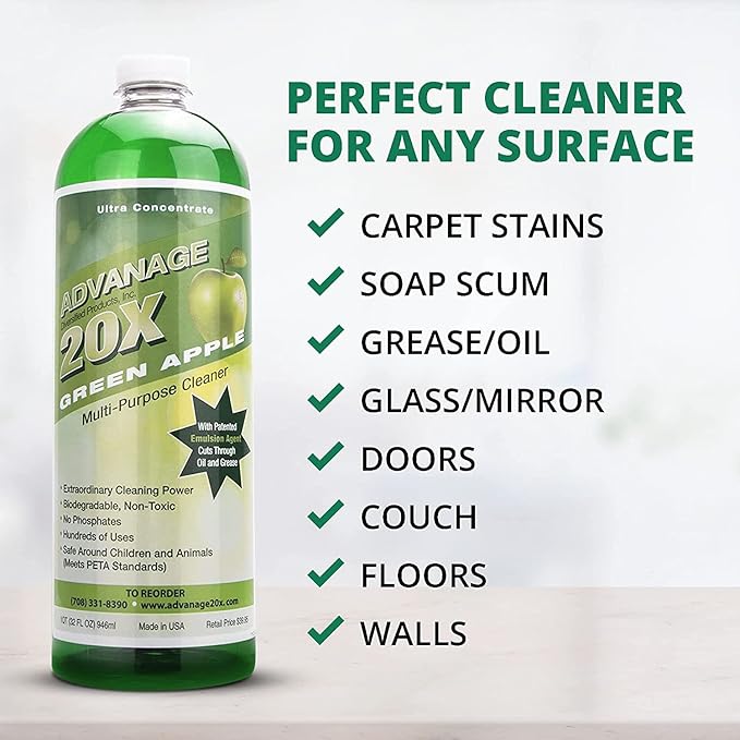 ADVANAGE 20X Multi-Purpose Cleaner Green Apple 2 Pack - Manufacturer Direct - 20X is Our Newest Formula!