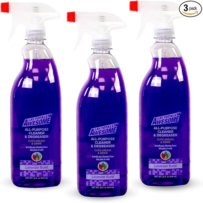 La's Totally Awesome All-Purpose Cleaner Spray, Lavender Burst, Plant-Derived Formula Perfect for Most Counters, Sinks, Appliances and More, 32 Fl Oz, (Pack of 3)