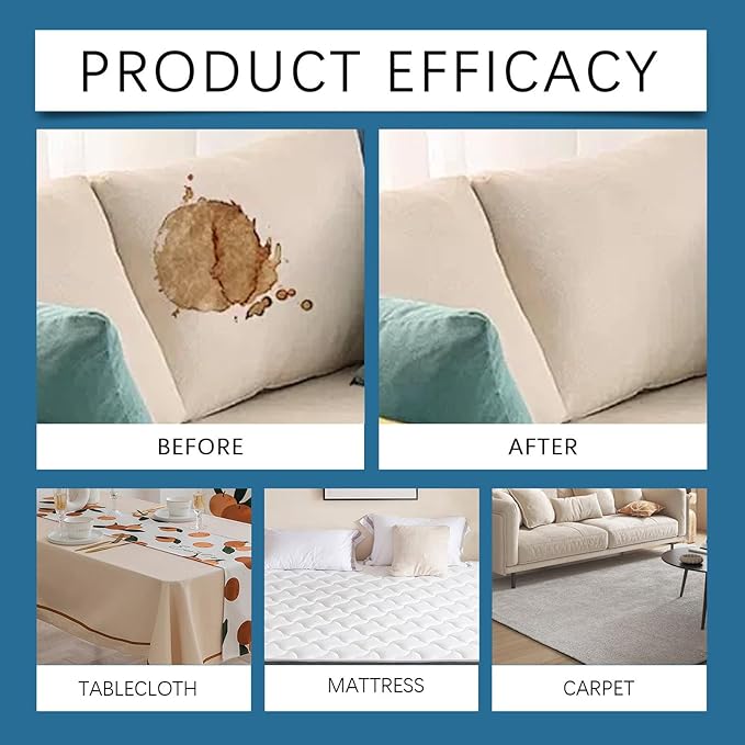 Couch Cleaner For Fabric, 100ml Powerful Stain Remover Spray, Professional Sofa Cleaner, Laundry Stain Removers, Household Supplies for Kitchen Car Patio Carpet Upholstery Leather RV