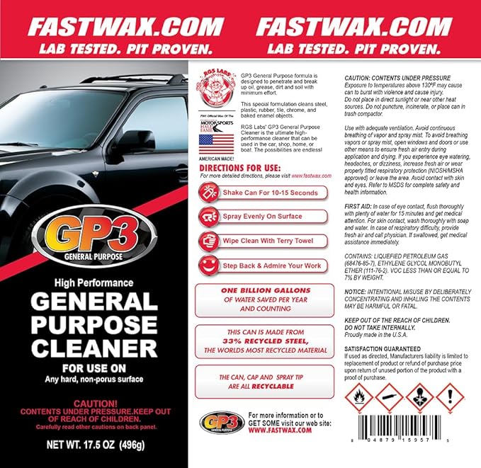 GP3 General Purpose Cleaner (17.5 oz, 6-Pack / 105 oz Total) | Bulk Multi-Surface Cleaning Solution for Commercial, Industrial & Household Use