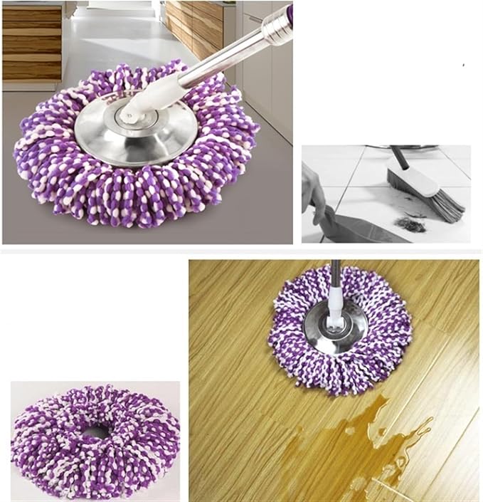4 Pcs Mop Head Spin Mop Replacement Head Round Shape Standard Size Microfiber Mop Head Refills with 360° Magic Mop Easy Cleaning (B)