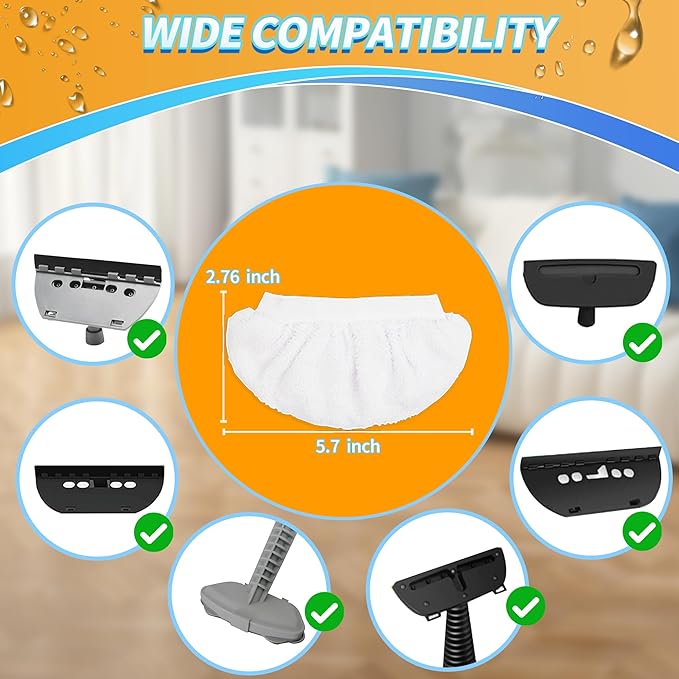 Reusable Microfiber Steam Cloth Covers, 10 Pack Cotton-Like Cleaning Pads for Handheld Steam Cleaners, Washable & Scratch-Safe, Compatible with Bissell Steam Shot, McCulloch, PurSteam & Wagner