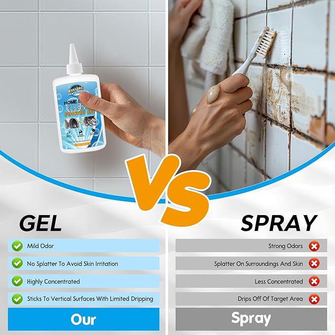 Mold Stain Remover Gel,Washing Machine Cleaner Front Load Washer Gasket Mold Remover Home Stain Cleaner Cleaning Gel for Grout Caulk, Bathroom, Shower, Bathtub, Refrigerator Cleaning Solution 10 Fl Oz