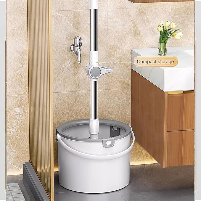 Spin Mop Bucket with Wringer System 360° Swivel Mop Head with 5 Replacement Pads for Floors Cleaning for Hardwood Tile Laminate