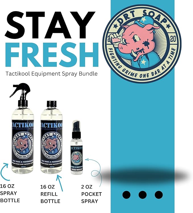 Odor Eliminator for Law Enforcement Gear (Combo Pack of 3 (16oz & 2oz Travel Bottle))