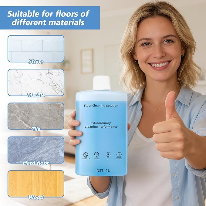 Floor Cleaning Solution Compatible With Roborock Robot Vacuum And Mop Cleaner， Deep Cleans For Multiple Hard Floors, for Robot & Wet Dry Vacuums Mopping Floor Cleaners Solution , 33.8 Fl. OZ(1 Bottle)