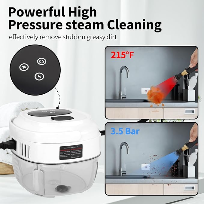 Steam Cleaner for Home, Steamer for Cleaning, 6-Level, 10s Heat-Up & 1.5L Tank, Handheld Steam Cleaner for Car Detailing, Home, Tile, Grout, Furniture