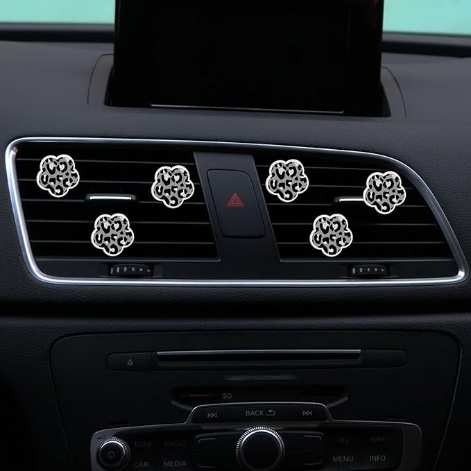 6 Pcs Flower Air Vent Clips, Cute Sunflower Flower Car Air Fresheners Vents Clips Funny Car Diffuser Vent Clips Car Interior Decor Charm Cute Car Accessories Car Decoration for Women (Black)