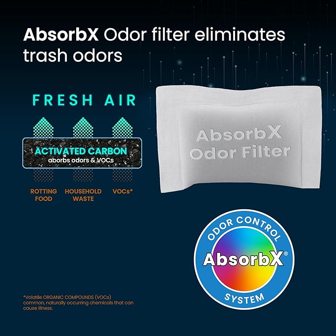 iTouchless 6-Pack AbsorbX Odor Filter, Eliminates Trash Smells, All Natural Activated Carbon, Biodegradable, for 8 Gallon and Larger Waste Bins with Deodorizer Compartment