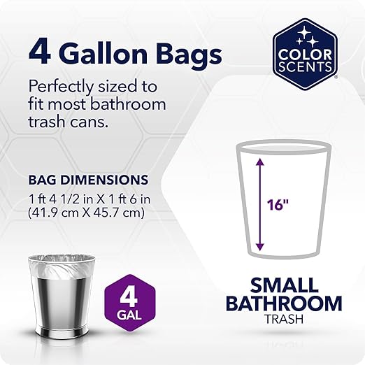Color Scents Small Trash Bags - 4 Gallon, 80 Total Bags (2 Rolls of 40 Count), Twist Tie – Duos (2 unique scent + color combinations) with Microban