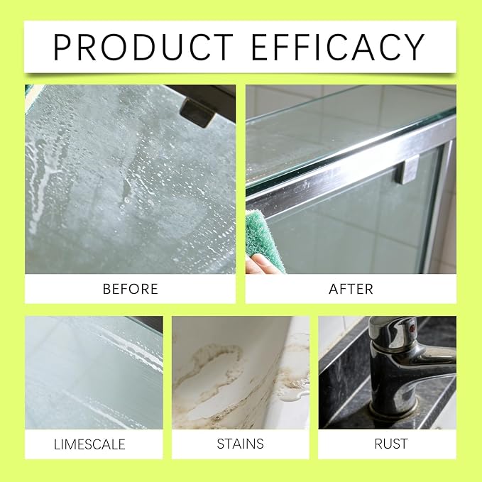 Hard Water Stain Remover, Limescale Buildup Remover All-Purpose Bathroom Cleaner, Shower Cleaner for Shower, Glass, Water Pipe, Tub & Sink, 500 ml/16.91 fl oz