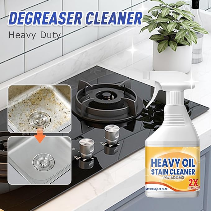 Kitchen Heavy Oil Cleaner Spray,100ML All Purpose Kitchens Heavy Oil Cleaning Agent, Grease Remover, , Multipurpose Kitchen Cleaner Spray for Countertops,stovetop , Ovens and Appliances (100ML-1PC)