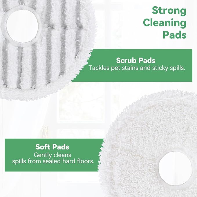 3764 Replacement Mop Pads for Bissell SpinWave: Compatible with Bissell Spinwave Spin Mop 3764，37643 Series Hard Floor Mop Cleaners - 8 Scrubby Pads,4 Soft Pads,Washable & Reusable（12 Pack）
