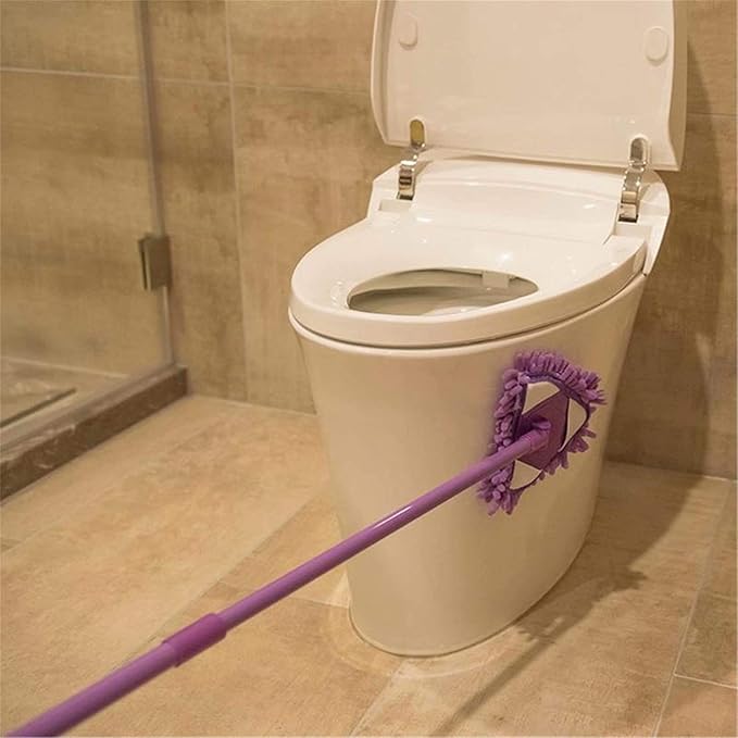Microfiber Triangle Spin Mop Retractable Mops with 2 Extra Refills for Home Wall Floor Office(Purple)