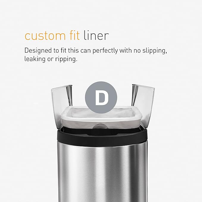 simplehuman Code D,Dispenser Pack Custom Fit Liners,Drawstring Trash Bags,20 Liter / 5.3 Gallon,White,100 Count (Pack of 2)