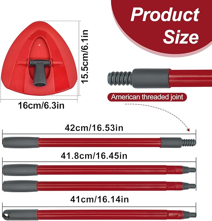 4-Section Spin Mop Handles, Mop Base for Ocedar EasyWring 1 Tank System, Mop Handle Mop Base Set for O Cedar, American Thread Joint
