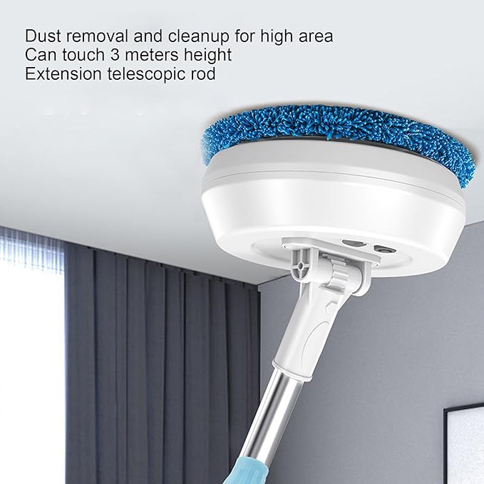 Electric Mop, Powerful Cordless Spin Mop Effortless , Long Handle for Hard to Areas, Ideal for Ceilings and Window, Flexible Head, Strong Wiping Feature (Style 2)