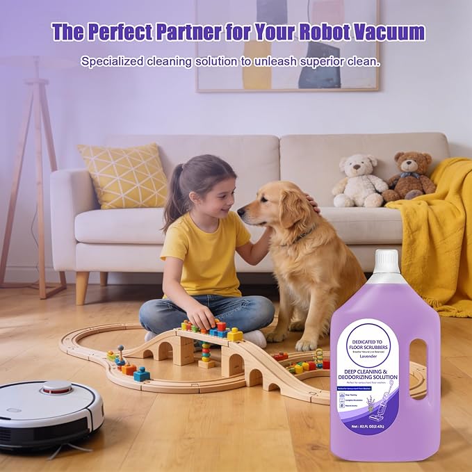 Floor Cleaning Solution Compatible with Tineco – 82 FL OZ Lavender Floor Cleaner – Long-Lasting, Fresh & Crisp Scent – For All Cordless Wet/Dry Vacuum Mop Cleaner & Robot Vacuums with Mopping