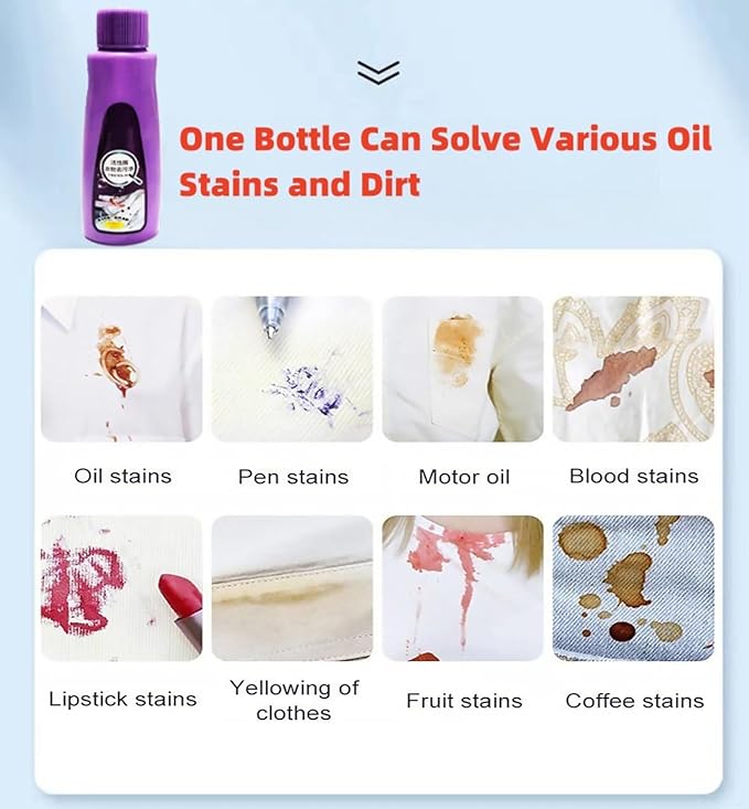 2024 New Active Enzyme Laundry Stain Remover, Enzyme Cleaner Clothing Stain Remover, Fast Remover, Widely Applicable for Enzyme Carpet Fabric Hats Pet Oil Red Wine Ink Armpit Stain Remover (A-2PCS)