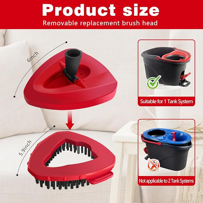 Scrub Brush Replacement Head for O CED, Spin Mop Scrubber Brush Head Replace with Base Attachments, Shower Floor Cleaning Brush for Bathroom, Kitchen(4 Brushes+1 Base)