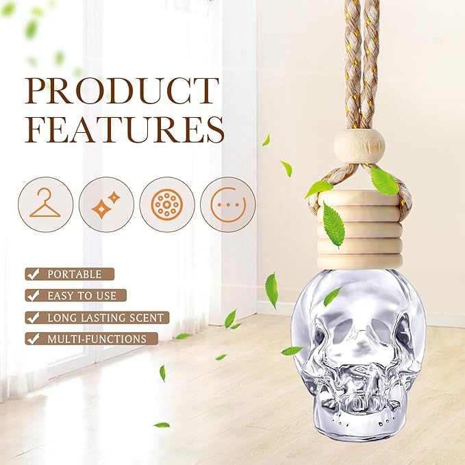 BBTO 100 Pcs Car Air Fresheners Diffuser with Wooden Cap Empty Aromatherapy Diffuser Clear Car Fragrance Holder Pendant Hanging Perfume Fresheners Bottles for Decor(Spooky,Clear)